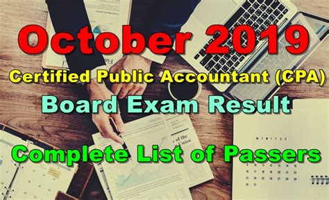 RESULT: October 2019 CPA board exam top 10 passers .